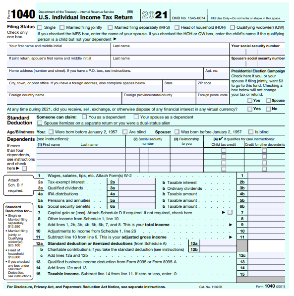 Form 1040 Page 1